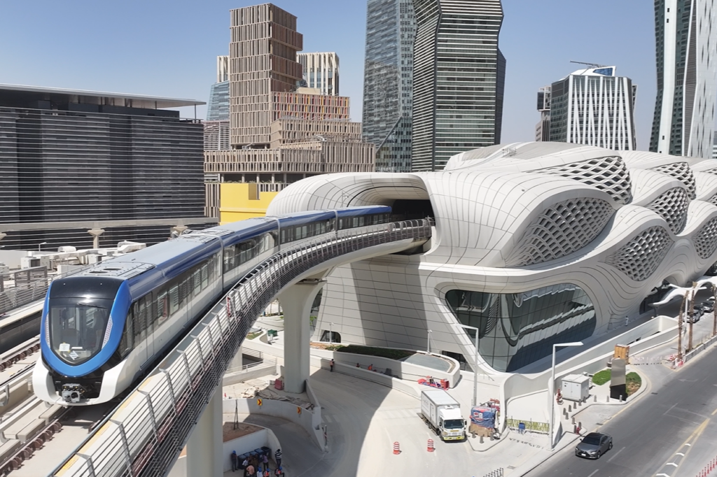 View of train departing Riyadh metro KAFD Station